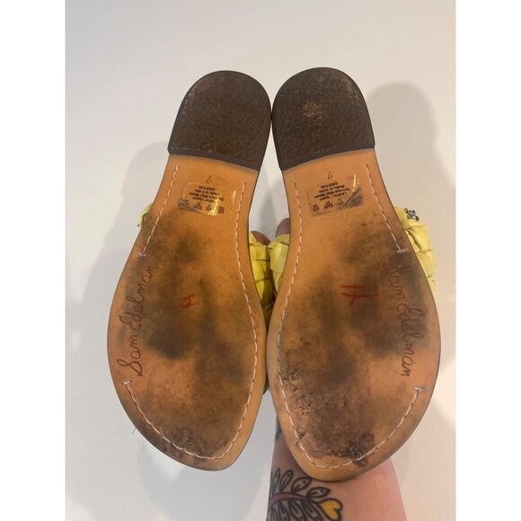Sam Edelman Yellow Braided Slide Sandals Griffin Size 7 Leather Sole - Picture 4 of 6